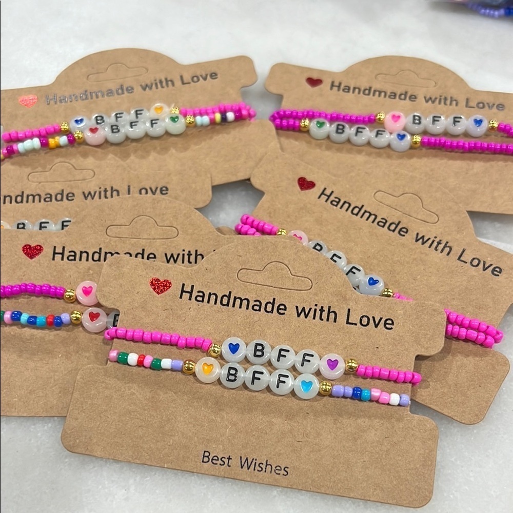 Best Friend Forever BFF Letter Bead Stretch Bracelet Set